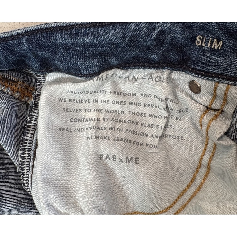 American Eagle Men's Distressed Slim Jeans 28x32 Actual 28x27.5 Mid Rise & Rippe - Picture 6 of 12